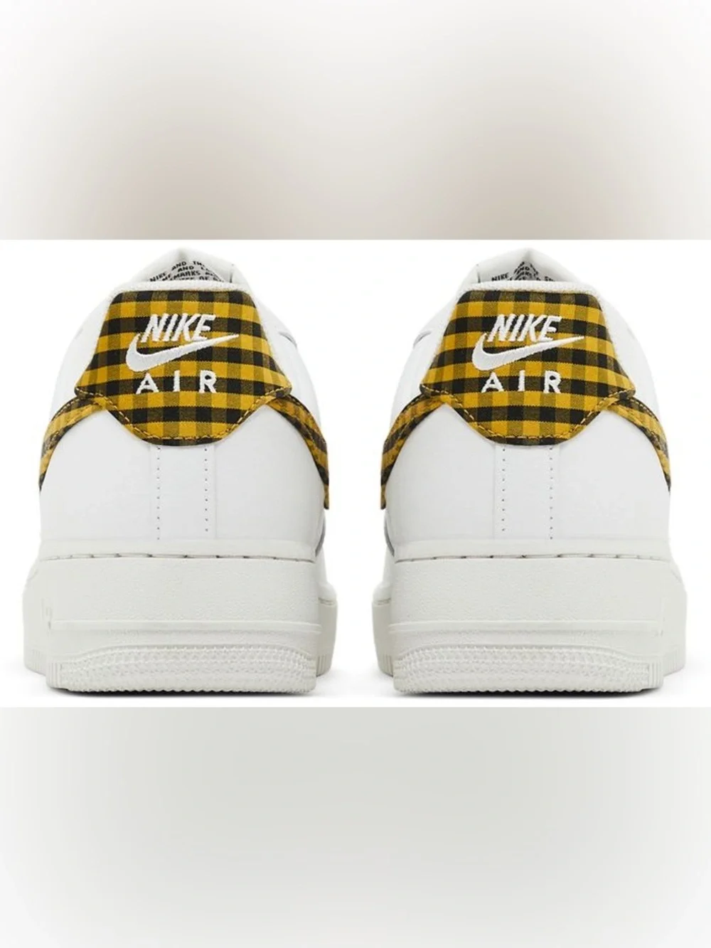 Nike Womens Air Force 1 Low Bronzine Gingham Yellow Black Plaid size 8